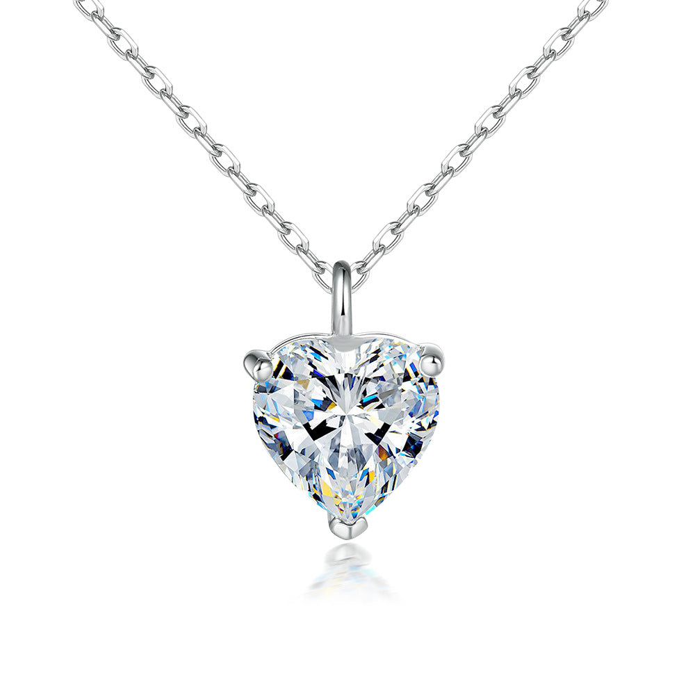 Simple Heart-shaped Zircon Pendant Necklace Versatile Maisonore