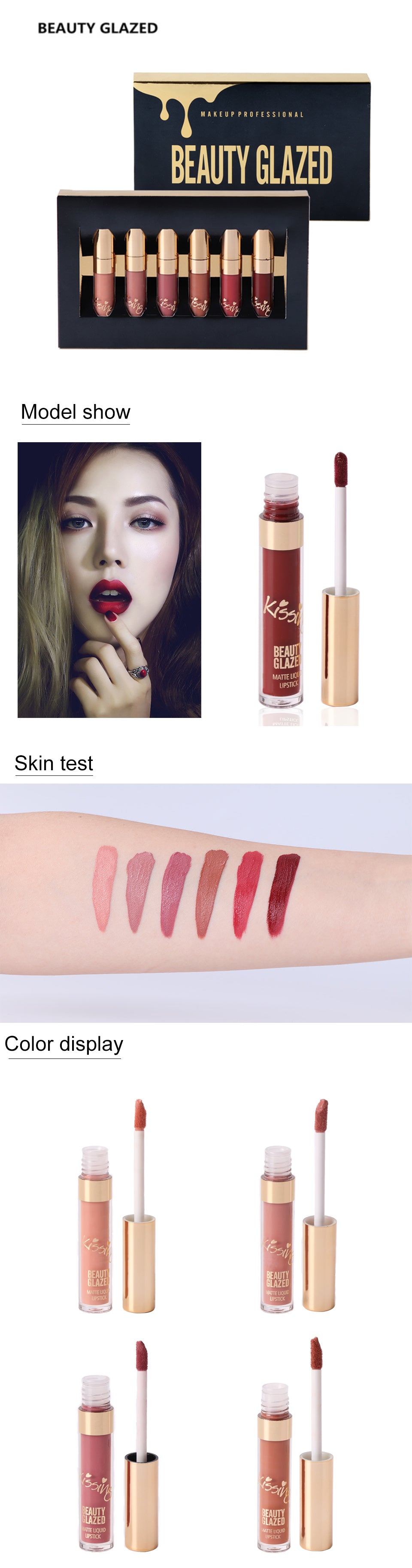 6Pcs/set Liquid Matte Lipstick Easy To Wear Long-lasting Lip Maisonore