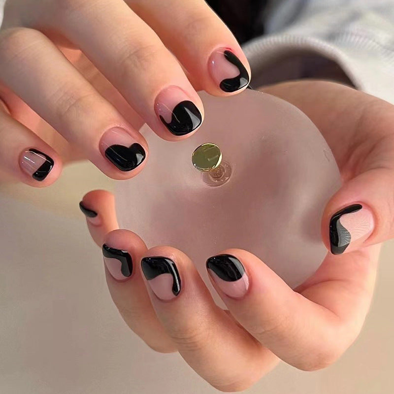 Oblique French Simple Wearing Manicure Finished Fake Nails Maisonore