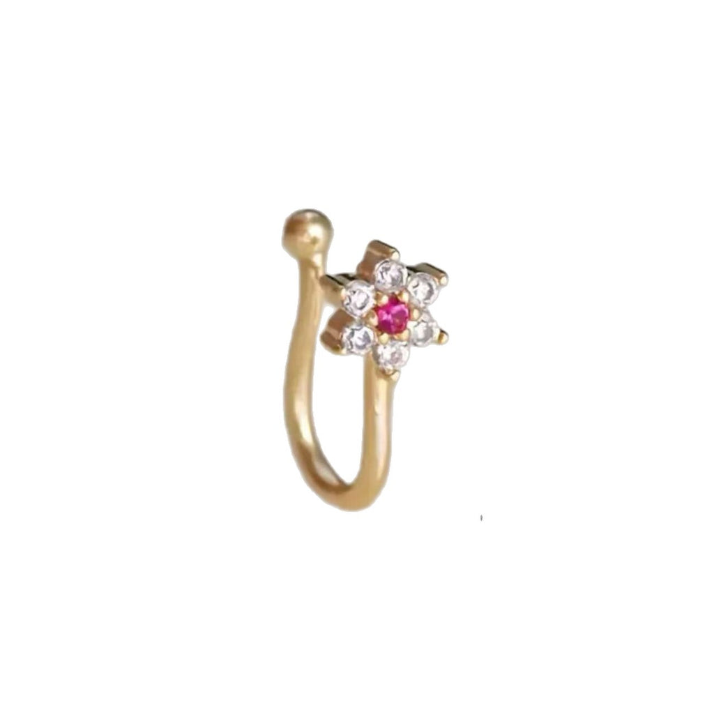 Cross Border Hexagonal Flower Zircon Micro-inlaid U-shaped Micro-inlaid Nose Ring maisonore shop