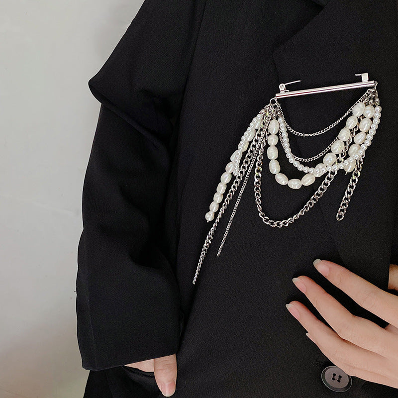 Korean Style Tassel Pearl Pin Internet Celebrity All-match Corsage Maisonore