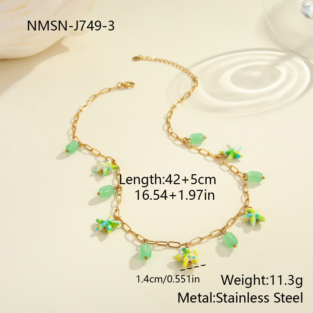 Colorful Starfish Stainless Steel Necklace Non-fading Ocean Style Bracelet Maisonore