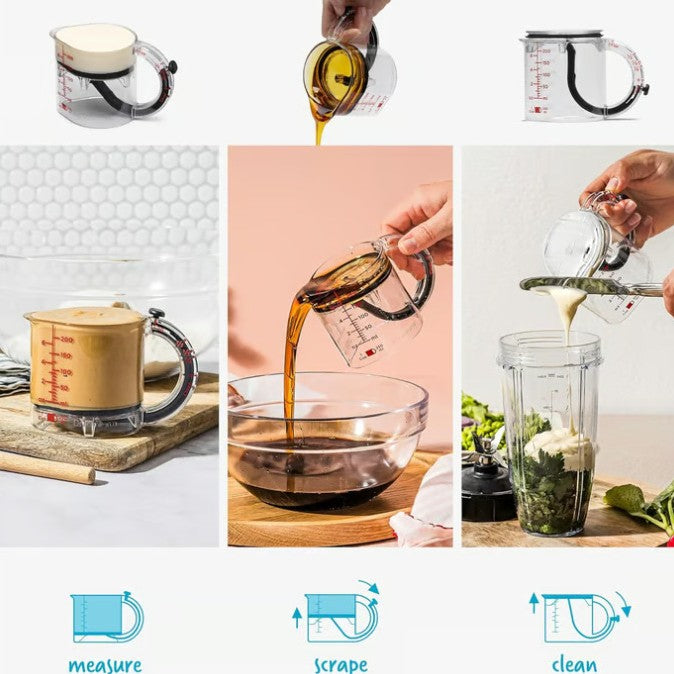 4-In-1 Adjustable Measuring Cup Multi-Functional Measuring Cup With Scraper-Style Seal Base Measurings Cube Cups For Cooking Maisonore