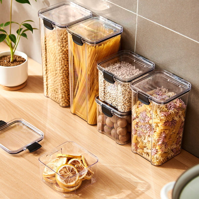Food Grade Grains Sealed Plastic Cans Transparent Stackable Refrigerator Preservation Storage Box Maisonore