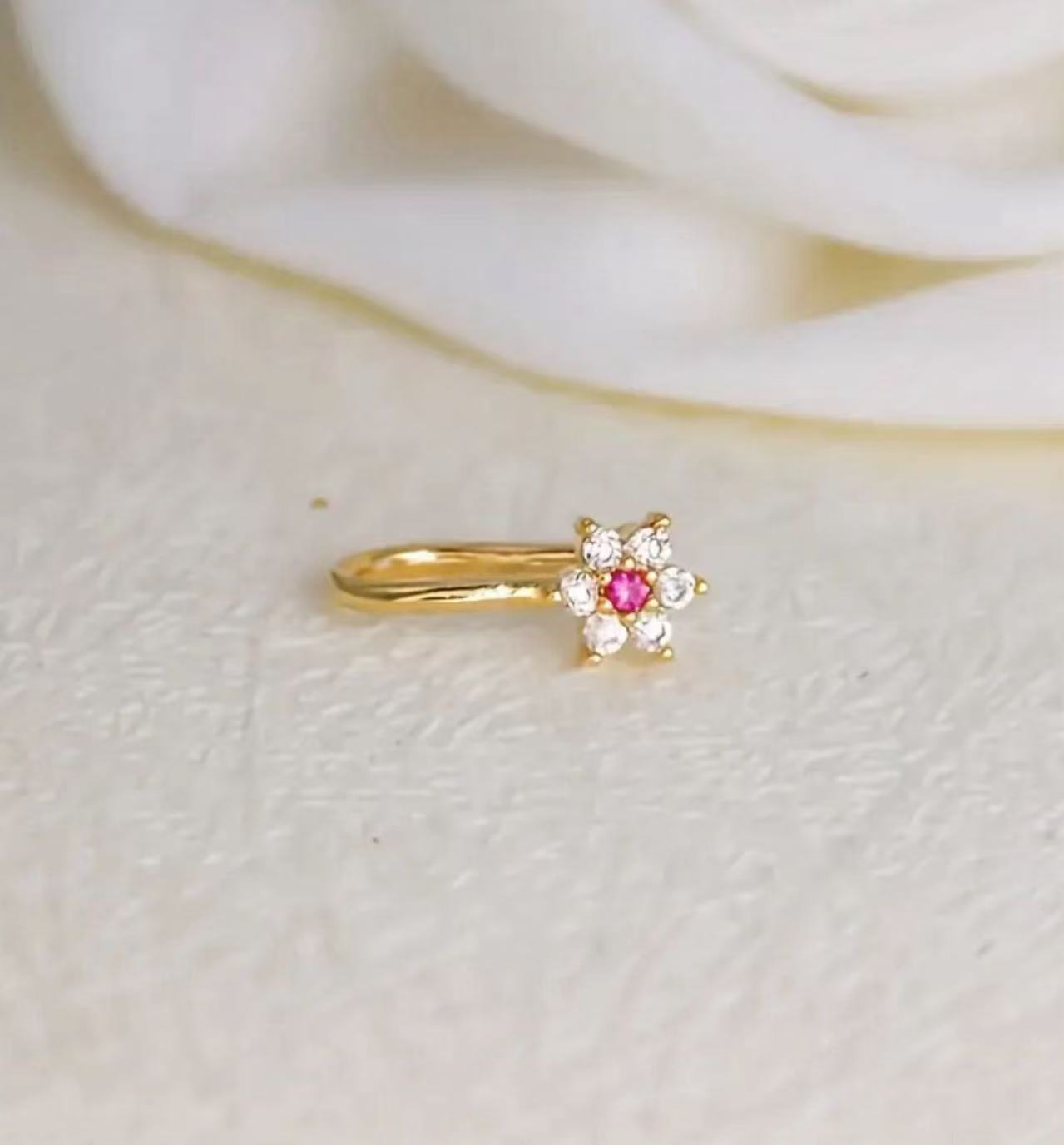 Cross Border Hexagonal Flower Zircon Micro-inlaid U-shaped Micro-inlaid Nose Ring maisonore shop