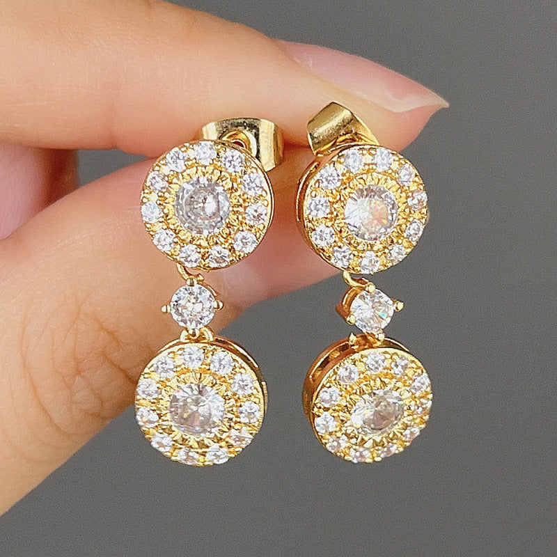 Women's Metal Diamond Round Zircon Stud Earrings Maisonore