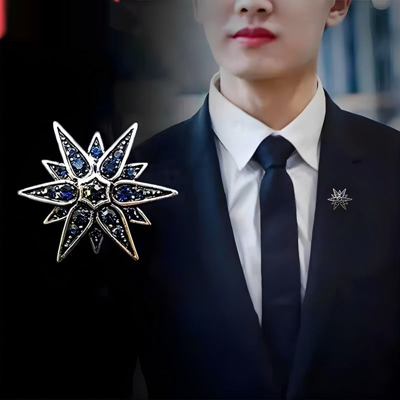 Men's Diamond Six-pointed Star Badge Badge Exquisite Brooch Boutonniere Maisonore