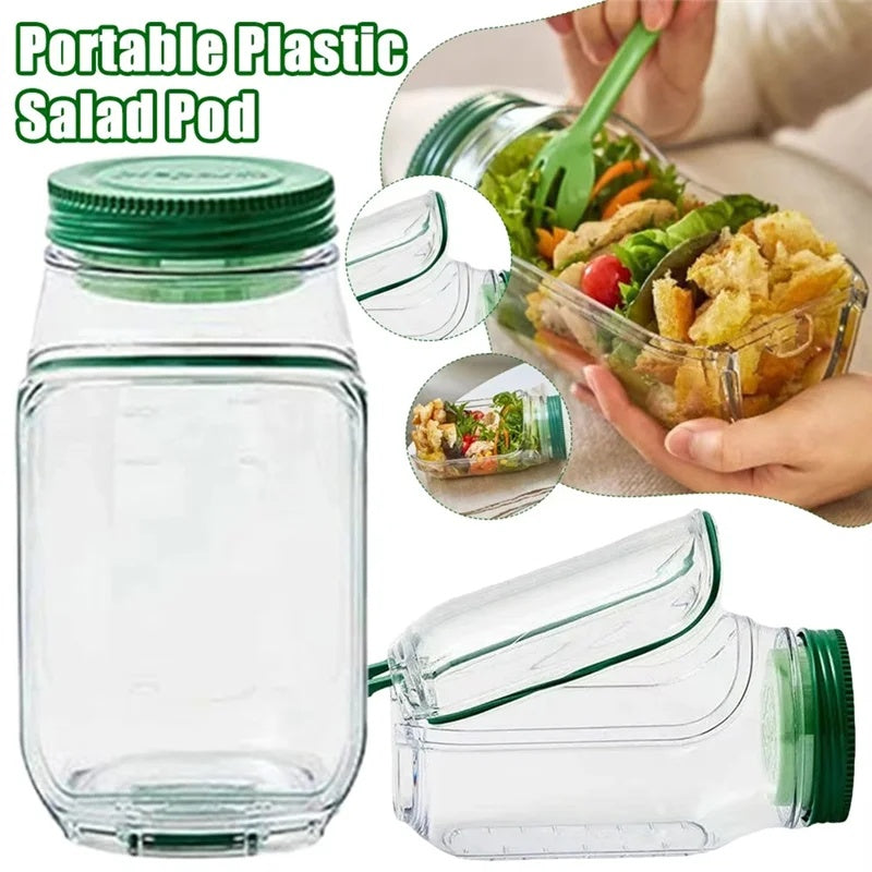 Portable Plastic Salad Pod All-In-One Container With Leak Proof Oats Container Reusable Keep It Good Salad Bowl Meal Prep Kitchen Gadgets maisonore shop