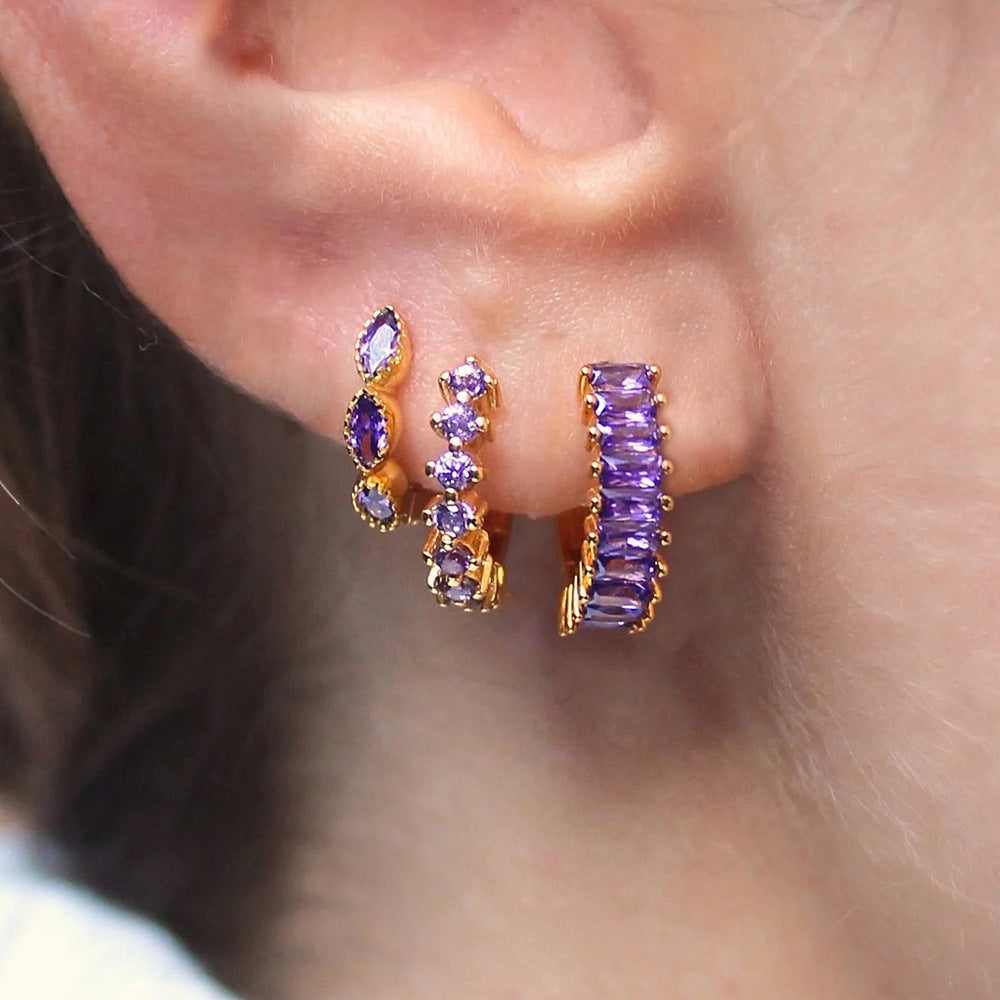 Multi-color Zircon Ear Hoop Set, Popular Fashion Trendy Exquisite Ins-style New Earrings eprolo