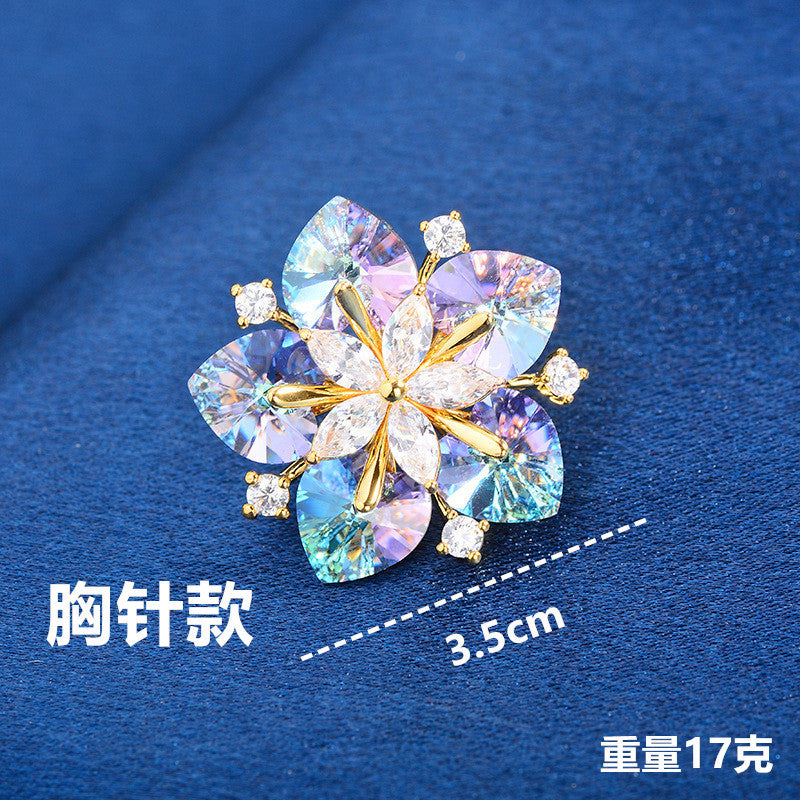 Light Luxury High-grade Super Shiny Snowflake Personality Corsage Suit Jacket Elegant Pin Maisonore