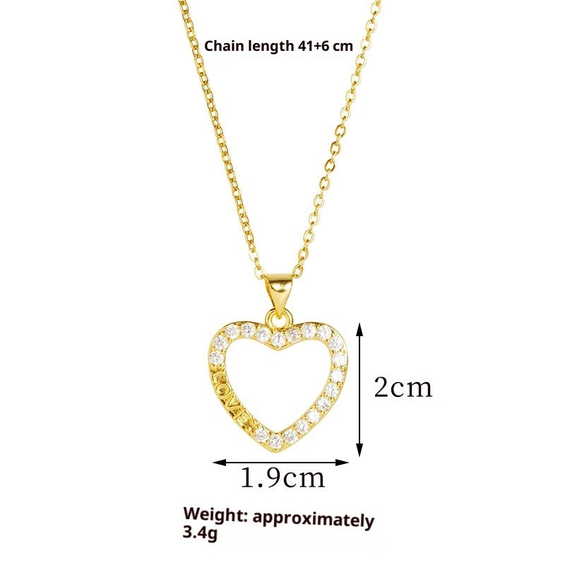 Light Luxury Inlaid Heart-shaped Women's Niche Necklace Earrings Maisonore