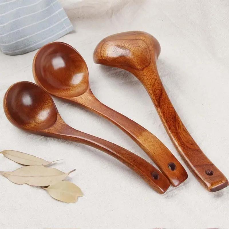 Long Handled Wooden Soup Spoons Bamboo  Wood  Kitchen Cooking Utensil Tools eprolo
