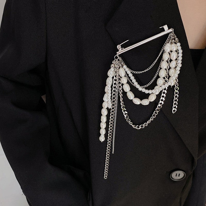 Korean Style Tassel Pearl Pin Internet Celebrity All-match Corsage Maisonore