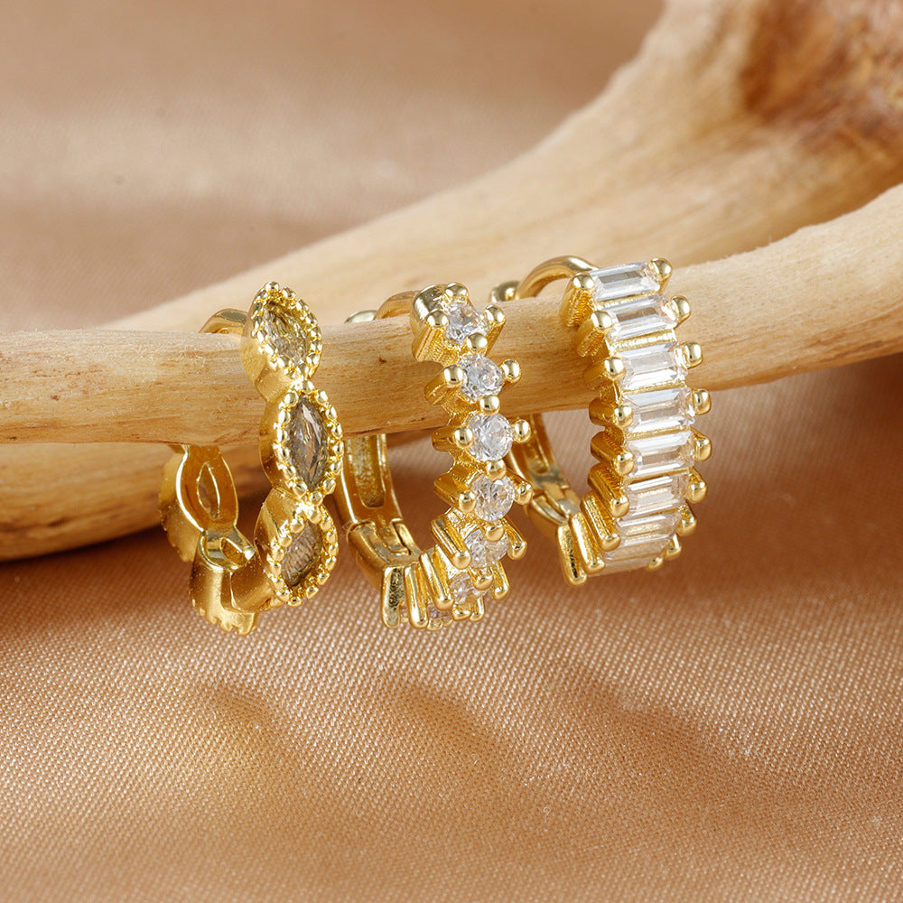 Multi-color Zircon Ear Hoop Set, Popular Fashion Trendy Exquisite Ins-style New Earrings eprolo