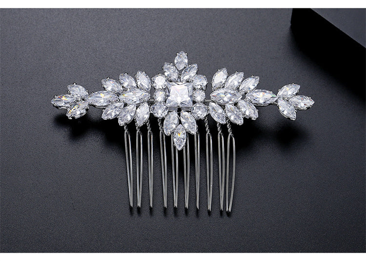 S925 Pure Silver Moissanite Fashionable New Bride Hair Comb Light Luxury Headwear Maisonore