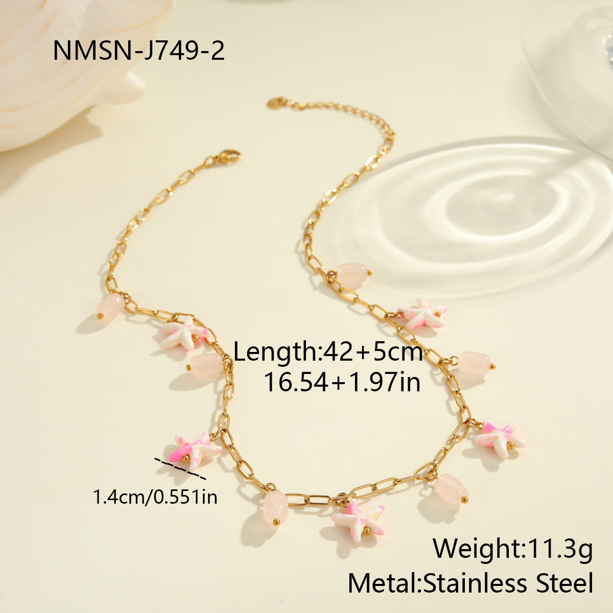 Colorful Starfish Stainless Steel Necklace Non-fading Ocean Style Bracelet Maisonore