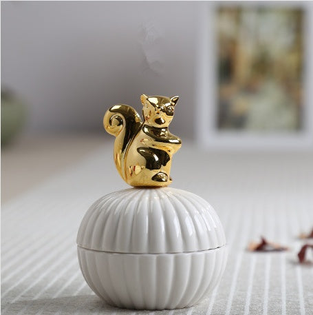 Animal figurine decor jewelry box squirrel rabbit cat bird crafts gift home decor jar Maisonore