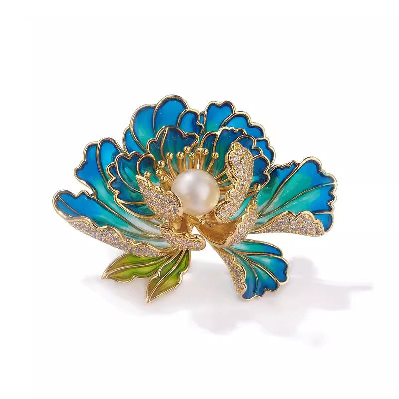 High-end Women's Exquisite Chinese-style Pearl Ornament Peony Brooch Maisonore