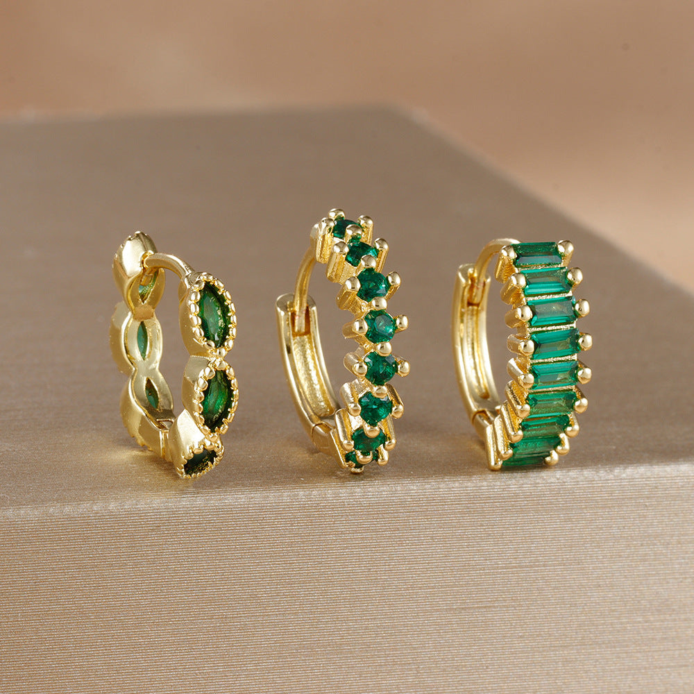 Multi-color Zircon Ear Hoop Set, Popular Fashion Trendy Exquisite Ins-style New Earrings eprolo