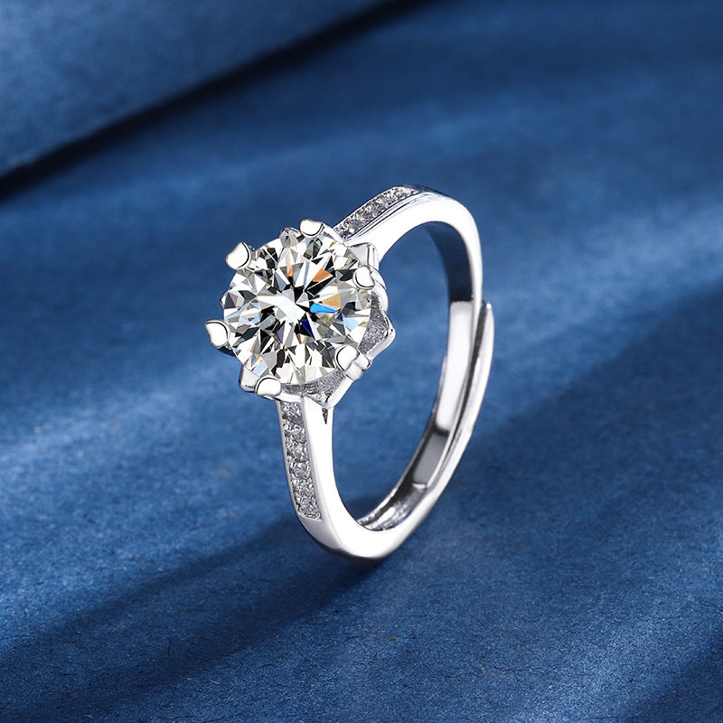 Snowflake Three-piece Simulation Moissanite Ring Necklace And Earring Suit Maisonore