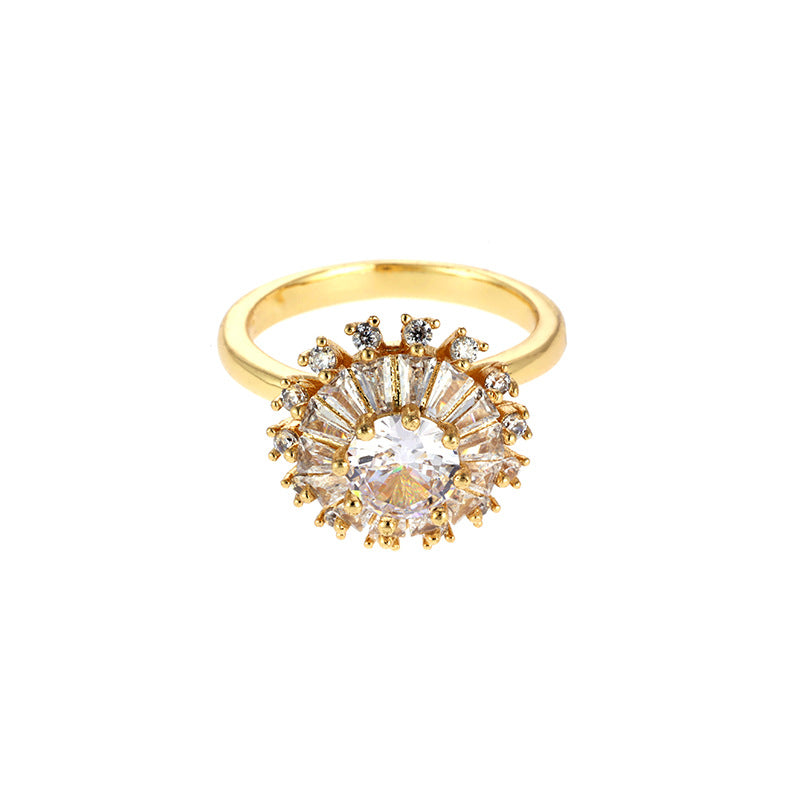 Temperament Super Shiny SUNFLOWER Simple And Stylish Personality Ring Maisonore