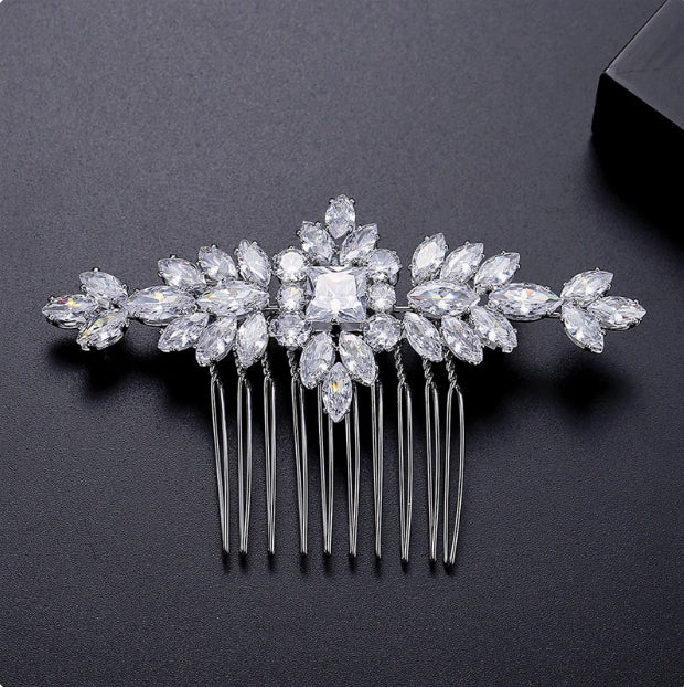 S925 Pure Silver Moissanite Fashionable New Bride Hair Comb Light Luxury Headwear Maisonore