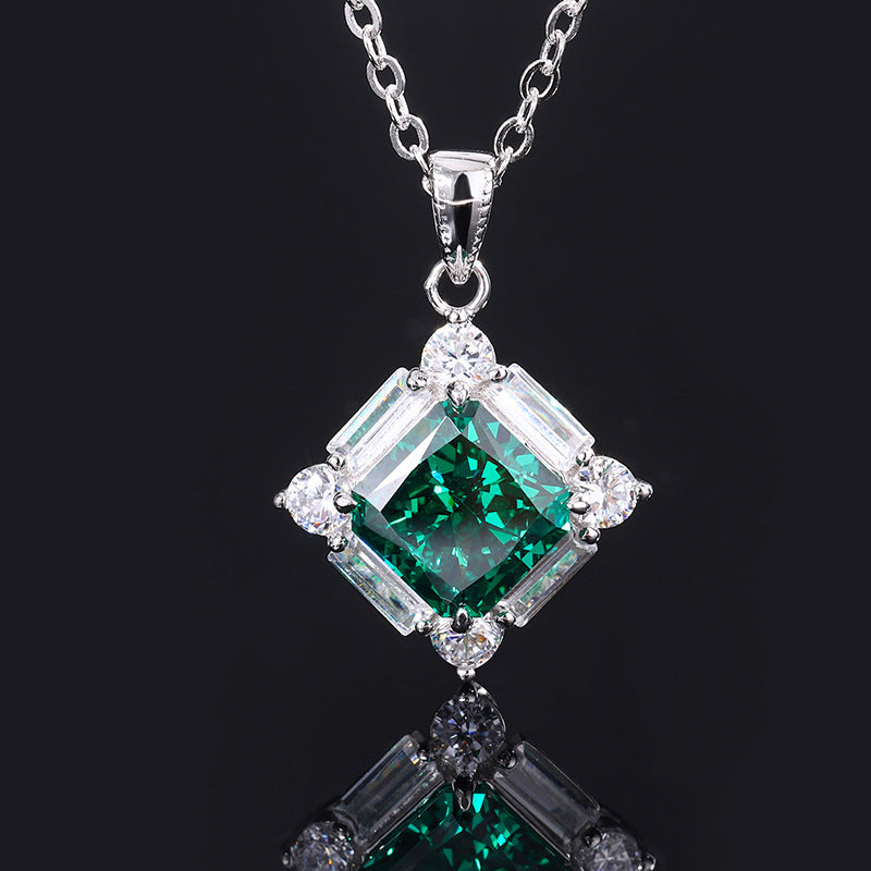 S925 Silver High Carbon Emerald Diamond Princess Square Diamond Set Maisonore