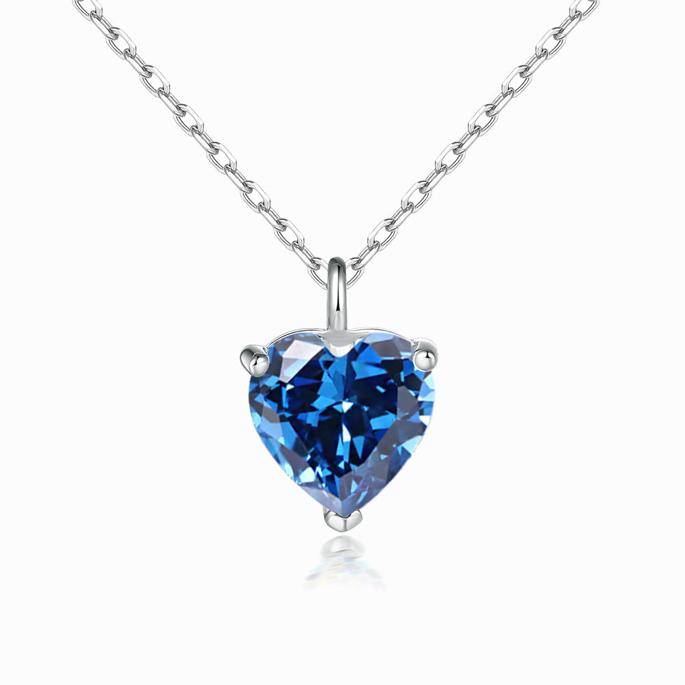 Simple Heart-shaped Zircon Pendant Necklace Versatile Maisonore