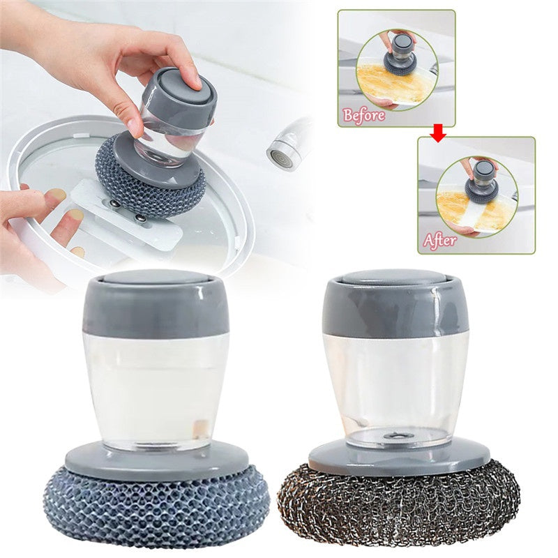 Kitchen Soap Dispensing Palm Brush Cleaner Push-type Brush Kitchen Detergent Tools Maisonore