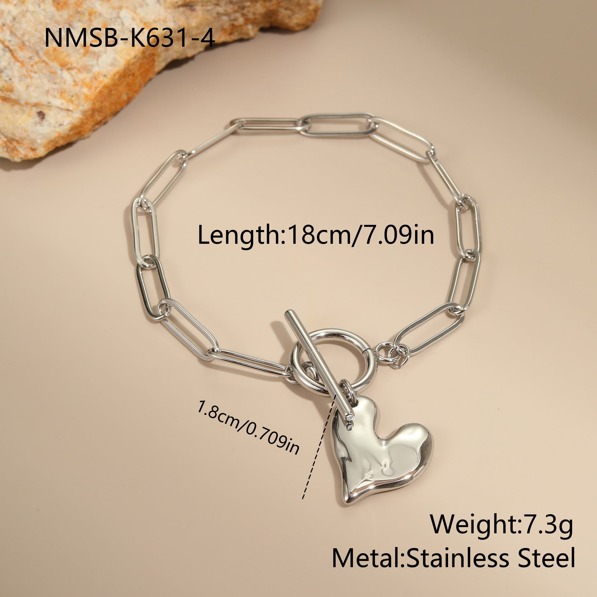 Irregular Heart Pendant Necklace Non-fading Bracelet maisonore shop