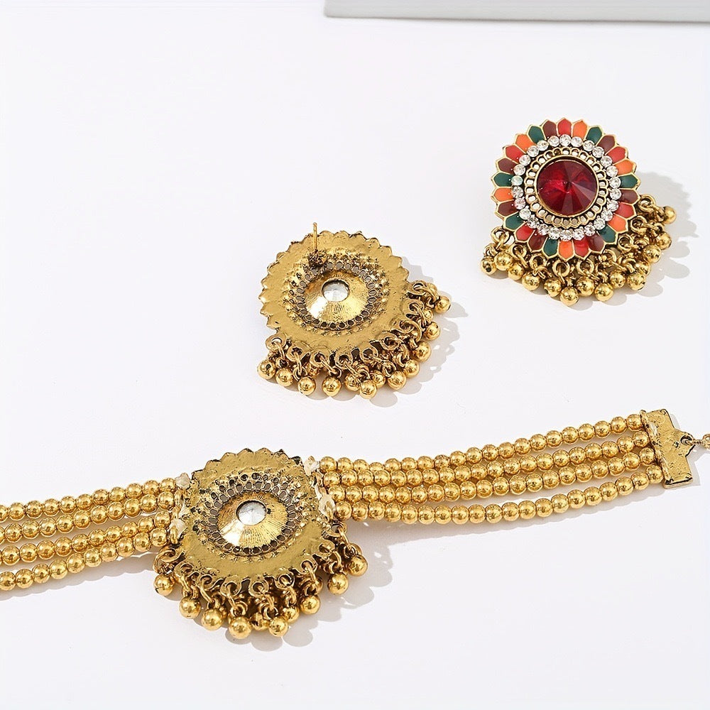 Bohemian Indian Style Necklace And Earrings Suite Flowers Maisonore