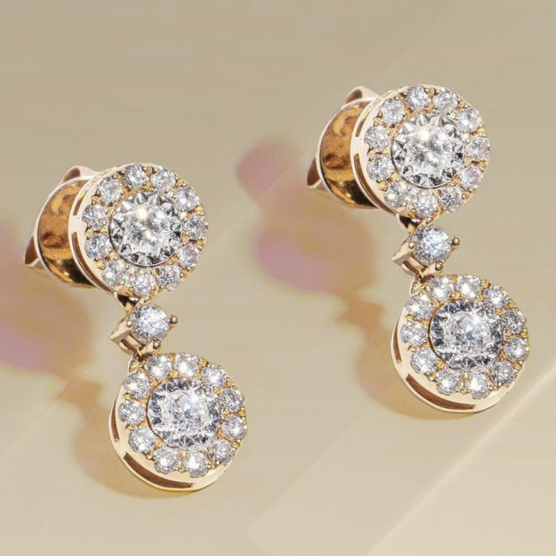 Women's Metal Diamond Round Zircon Stud Earrings Maisonore