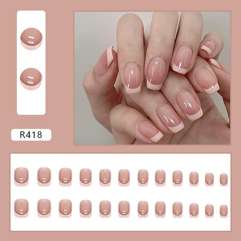 Oblique French Simple Wearing Manicure Finished Fake Nails Maisonore
