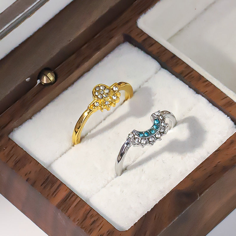 Sun And Moon Diamond-studded Ring High-grade Temperament Maisonore