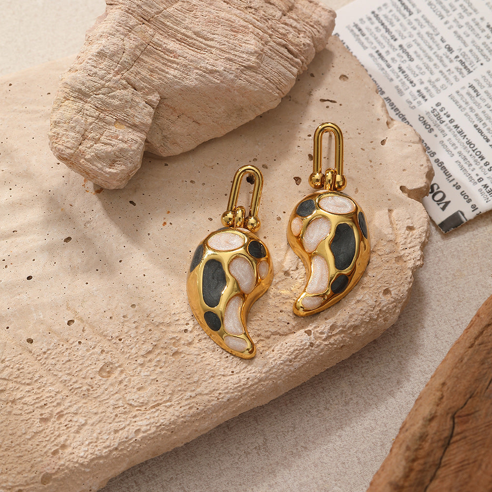 Elegant Drop-shaped Design Earrings U-shaped Buckle Stainless Steel Drop Oil Maisonore