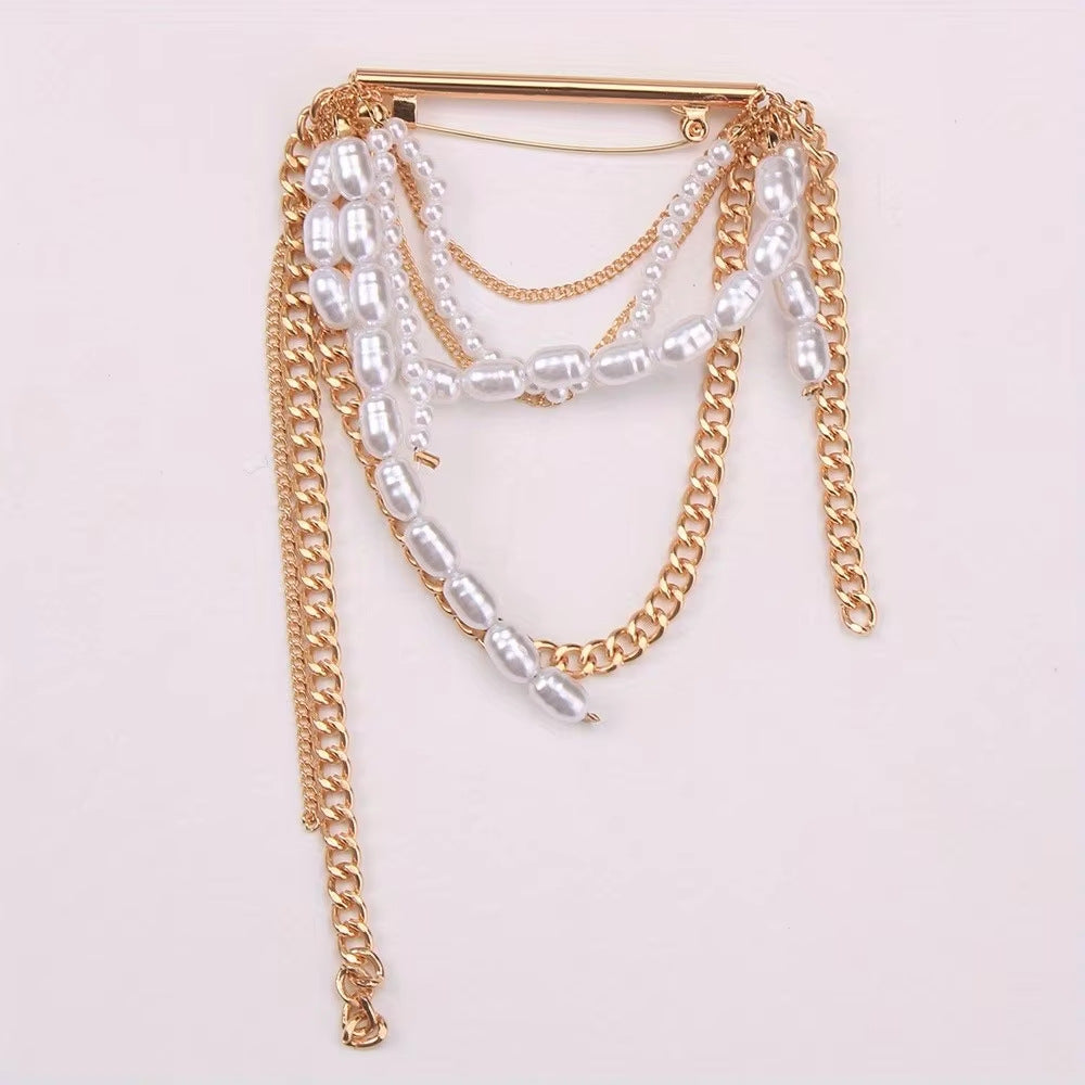 Korean Style Tassel Pearl Pin Internet Celebrity All-match Corsage Maisonore