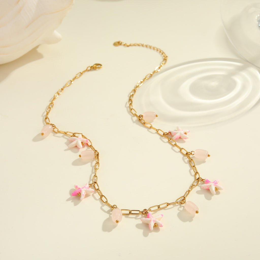 Colorful Starfish Stainless Steel Necklace Non-fading Ocean Style Bracelet Maisonore