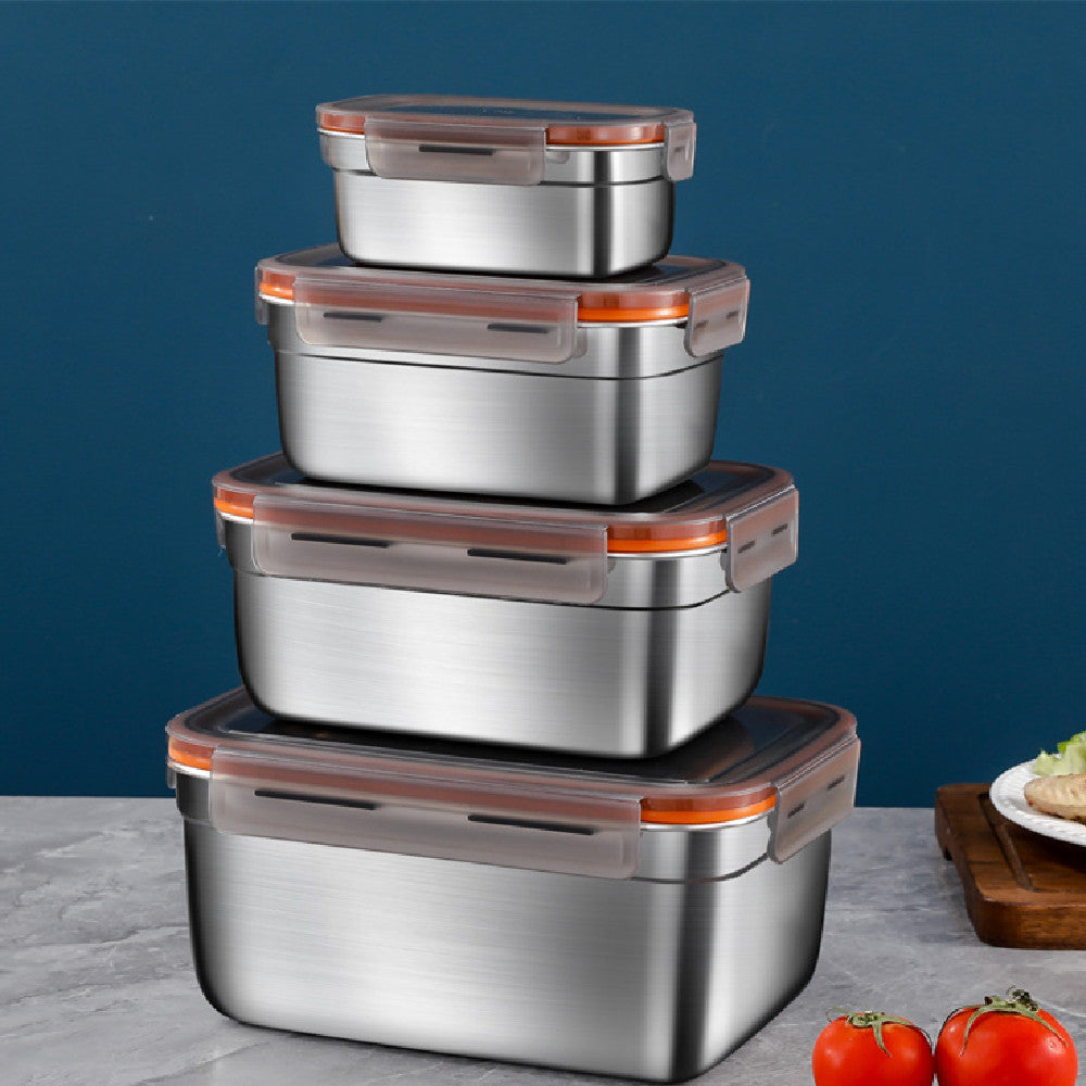 Stainless Steel Crisper Sealed Refrigerator Freezing Storage Box Maisonore