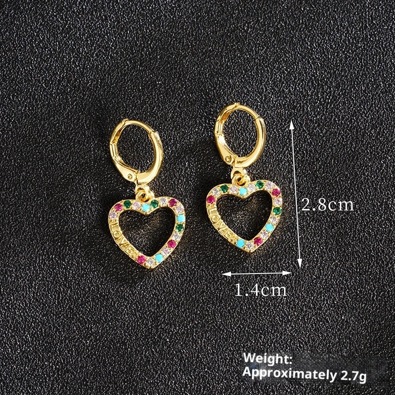Light Luxury Inlaid Heart-shaped Women's Niche Necklace Earrings Maisonore