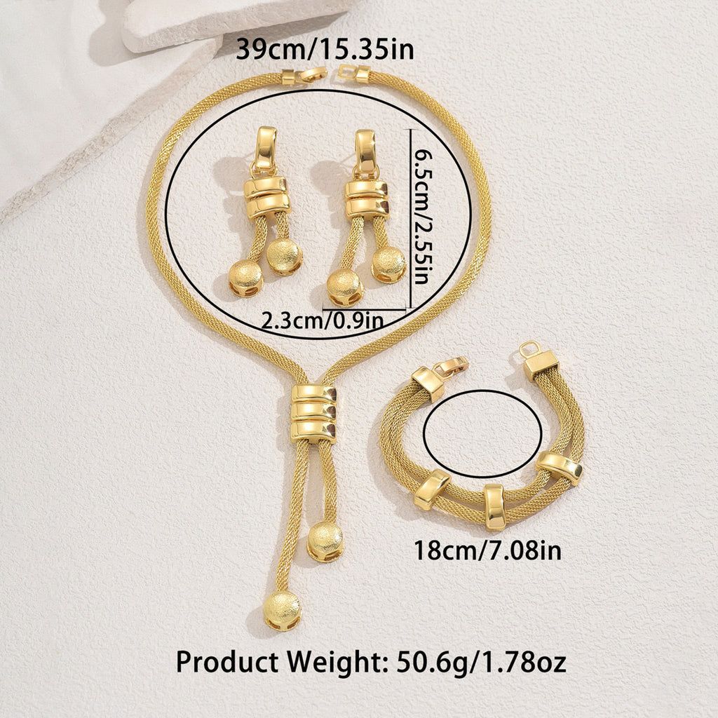 Women's Jewelry Set 18K Electroplated Long Necklace Geometric Bracelet For Women Maisonore