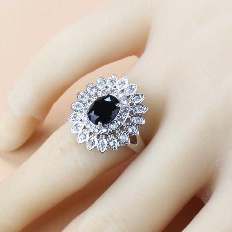 Garnet Cubic Zirconia Earrings Pendant Necklace Bracelet Ring Gift 4 PCs Set maisonore shop