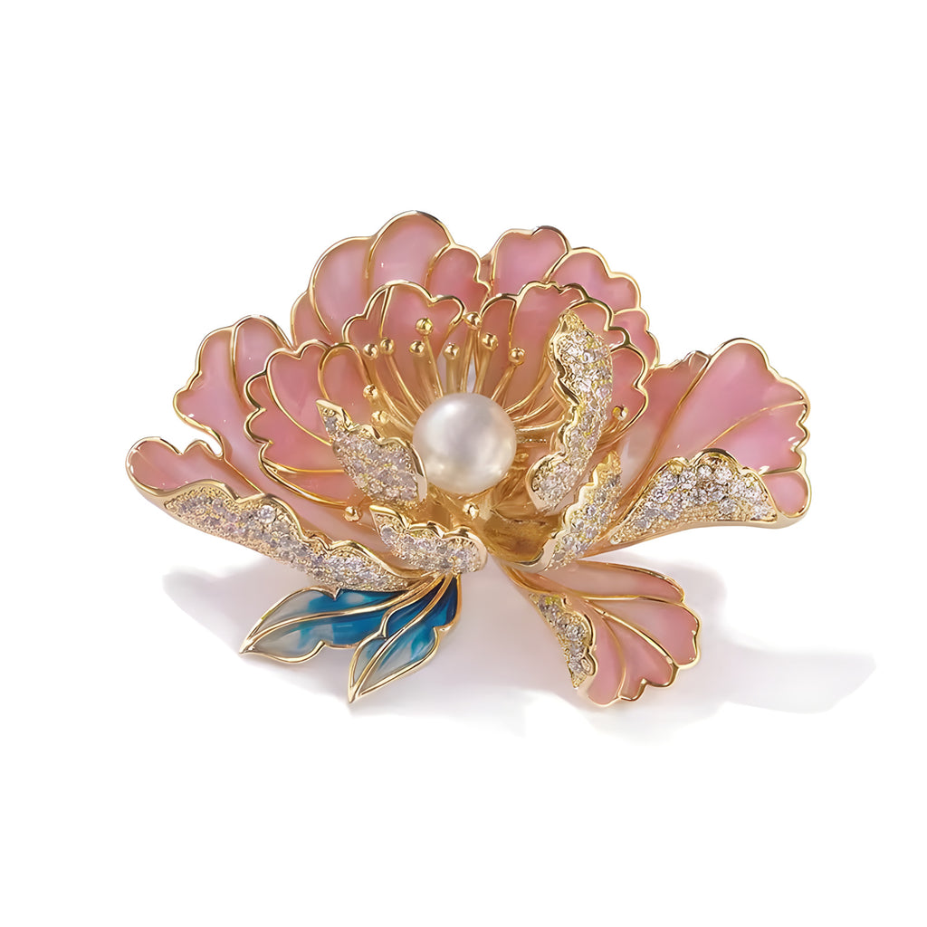 High-end Women's Exquisite Chinese-style Pearl Ornament Peony Brooch Maisonore