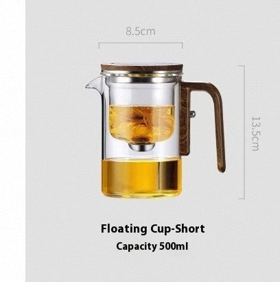 One Click Magnetic Teapot Separation Filtration Glass Tea Pot Wood Handle Tea Water Separation Inner Container Teapot Maisonore