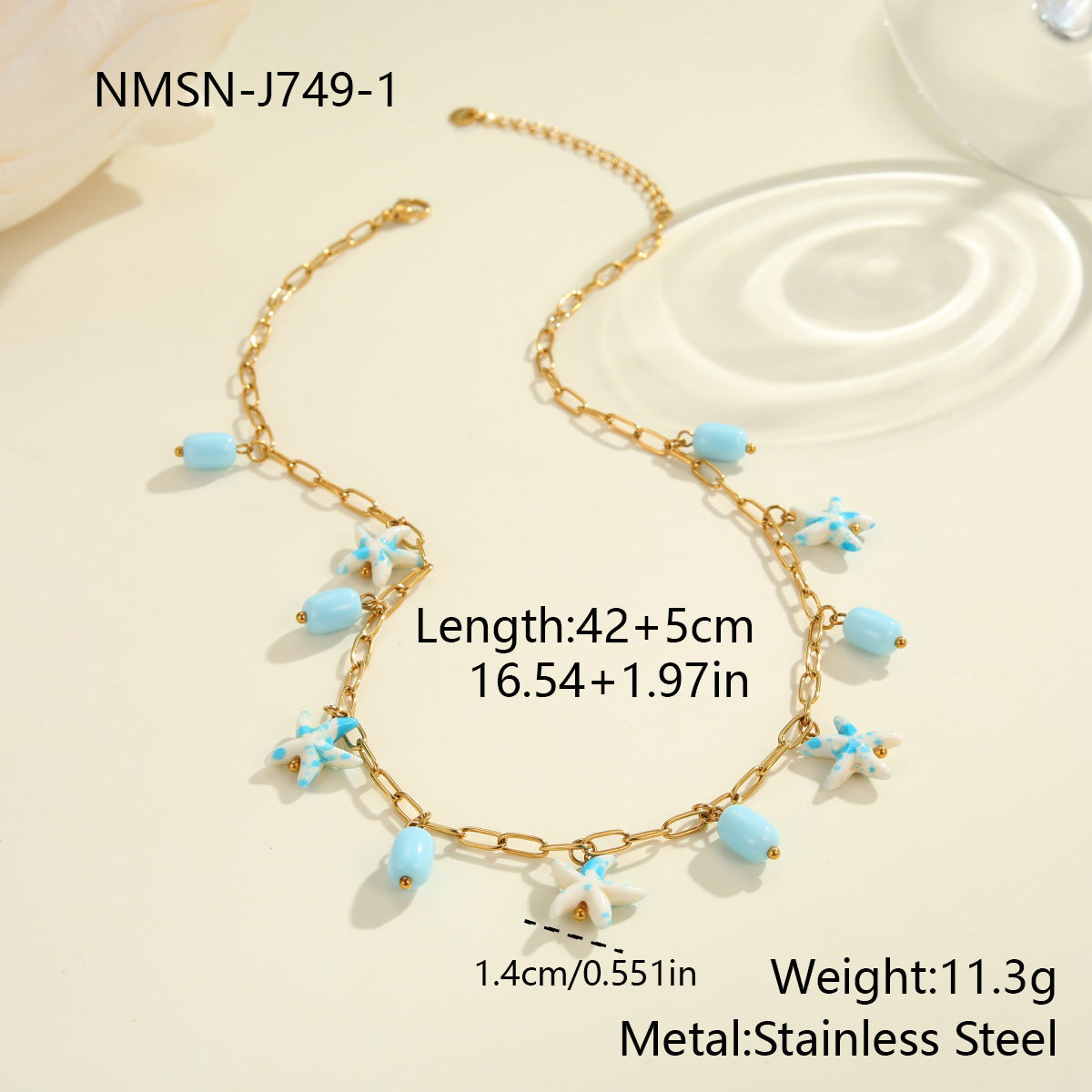 Colorful Starfish Stainless Steel Necklace Non-fading Ocean Style Bracelet Maisonore