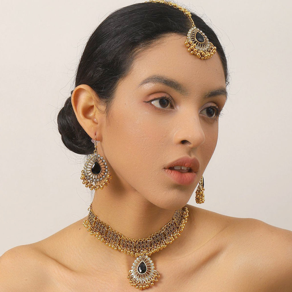 Indian Gem Pearl Pendant Tassel Three-piece Fashion Retro Maisonore