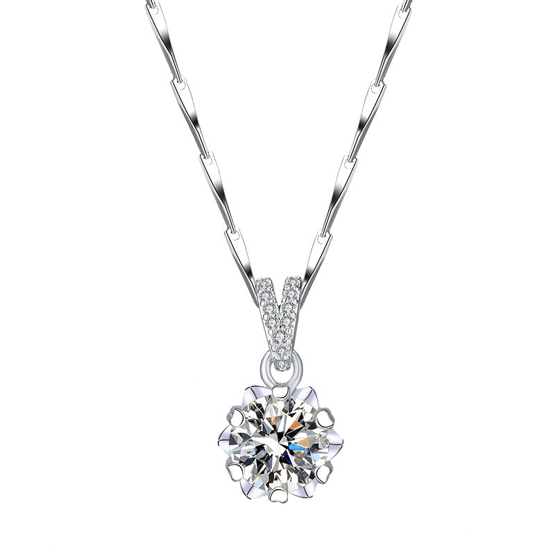 Snowflake Three-piece Simulation Moissanite Ring Necklace And Earring Suit Maisonore