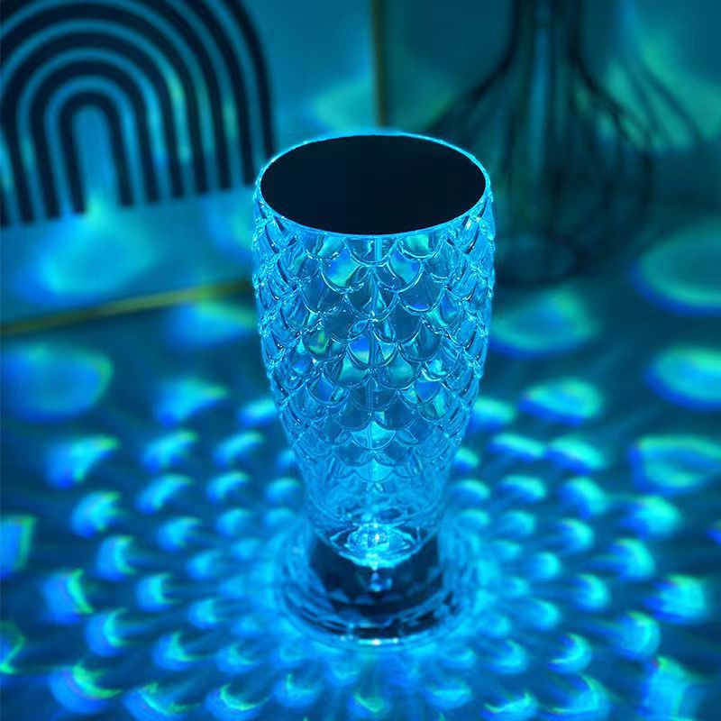 Fish Scale Lamp With USB Port LED Rechargeable Touch Night Light Crystal Lamp For Bedroom Living Room Party Dinner Home Decor Creative Lights eprolo