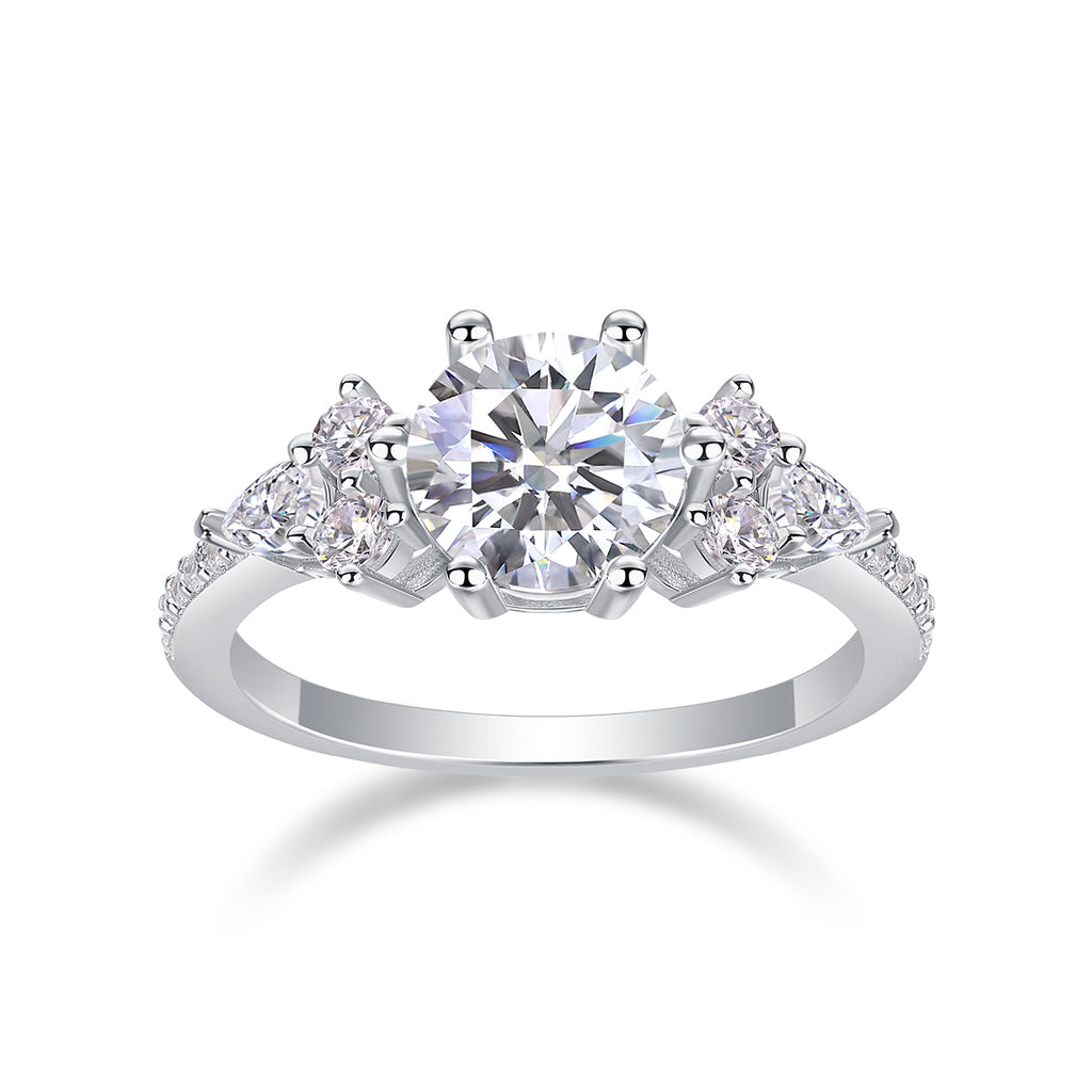 Perfect Encounter - A Wedding Ring Set With 2-carat Top-quality Moissanite S925 Silver And Platinum-plated Diamond. The Ring Can Be Inspected With A Diamond Pen eprolo