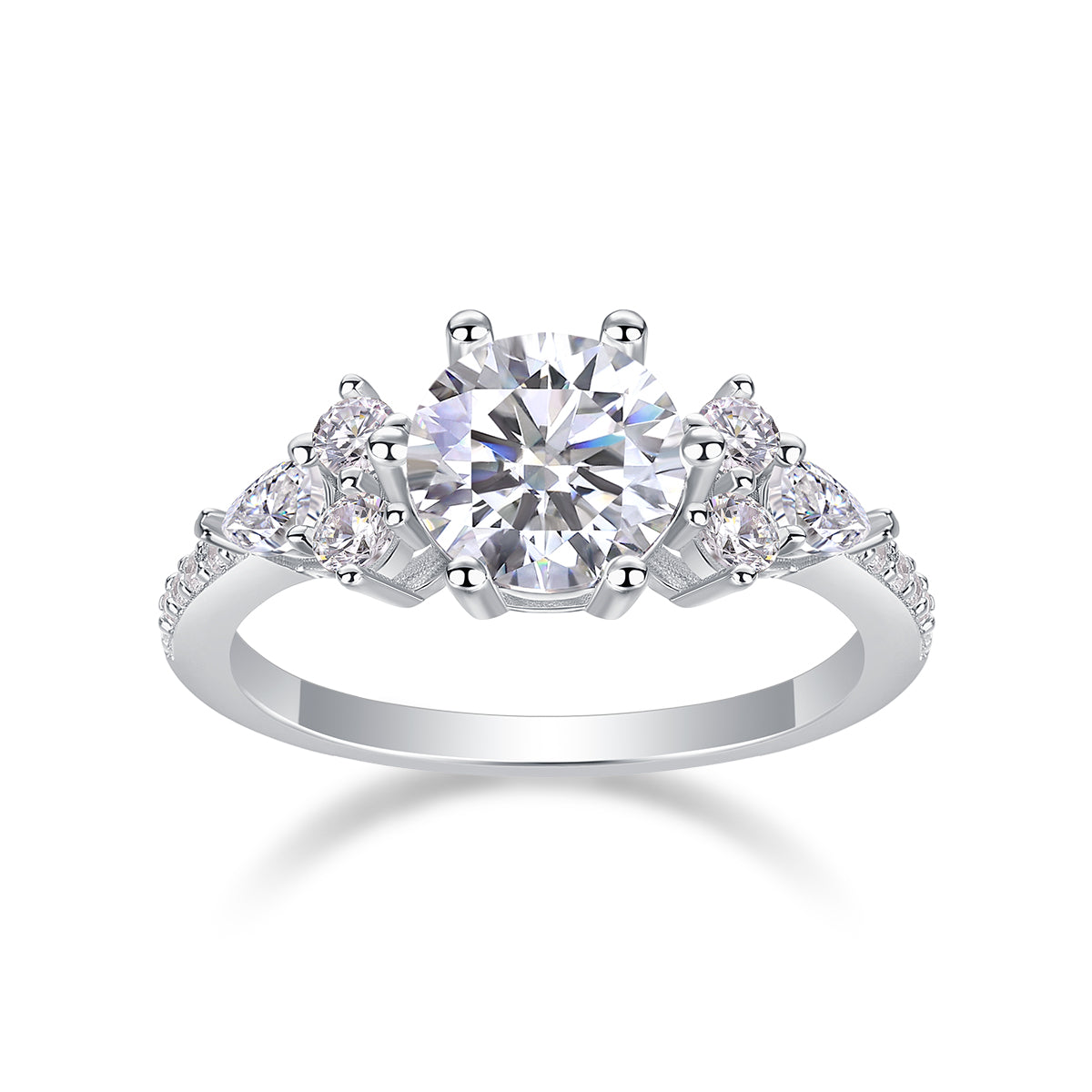 Perfect Encounter - A Wedding Ring Set With 2-carat Top-quality Moissanite S925 Silver And Platinum-plated Diamond. The Ring Can Be Inspected With A Diamond Pen eprolo