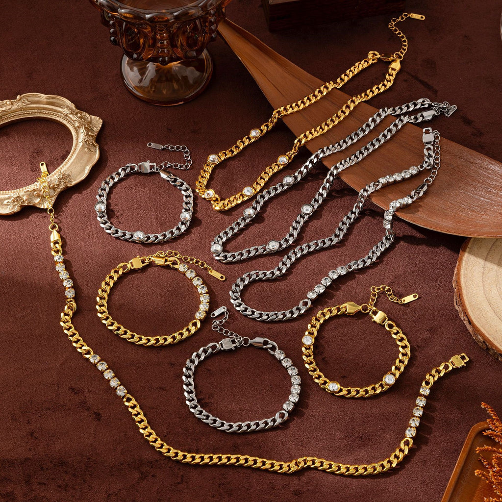 Electroplating Gold Hip-hop Titanium Steel Bracelet Necklace Color Protection maisonore shop